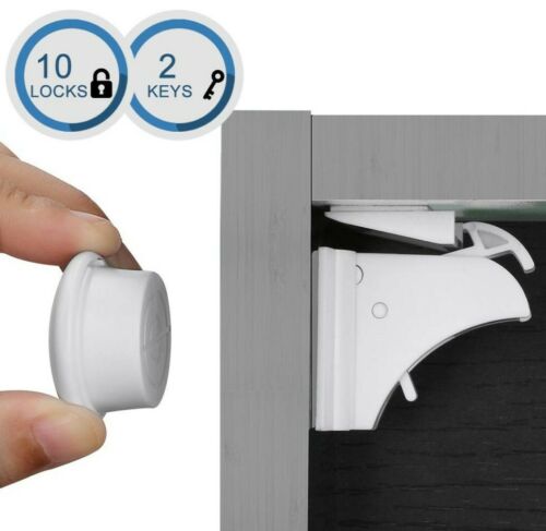 12Pcs Magnetic Cabinet Safety Baby Locks 10 Locks + 2 Keys Set Child Proof Kit