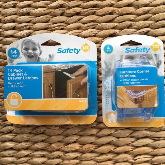 Safety 1st Cabinet & Drawer Latches 14 Pack *Bonus Furniture Corner Cushions