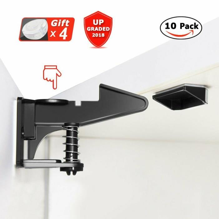 Child Proof Cabinet Locks, 3M Adhesive Baby Safety Locks 10 Pack, Invisible Desi
