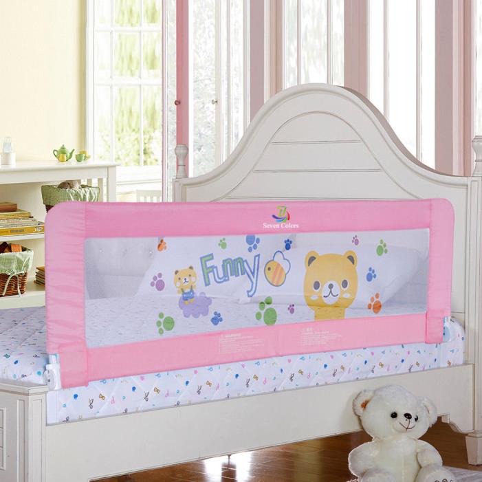 Pink Toddler Bed Rail Bed Guard Extra Long Bed Safety Rail for King&Queen