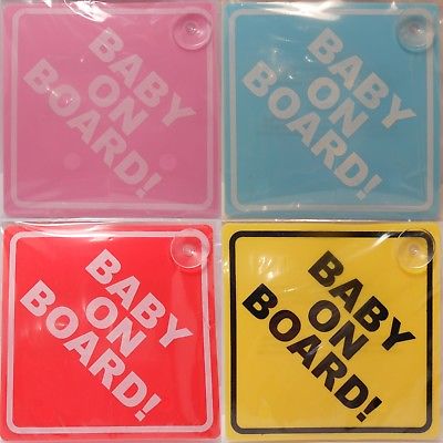 Safety Sign BABY ON BOARD Car Window With Suction Cup