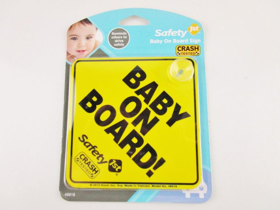Safety 1st Baby On Board Sign Bright Yellow Suction Cup Backing Bold Black Print