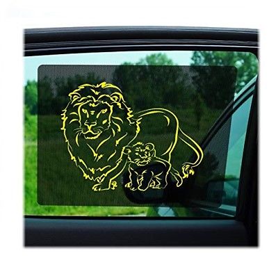 2 Pack of Lion Self Adhesive Car Window Sun Shades Child Protecting King Tint