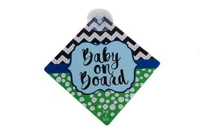 Baby On Board - Baby On Board Green Polka Dot/Zig Zag