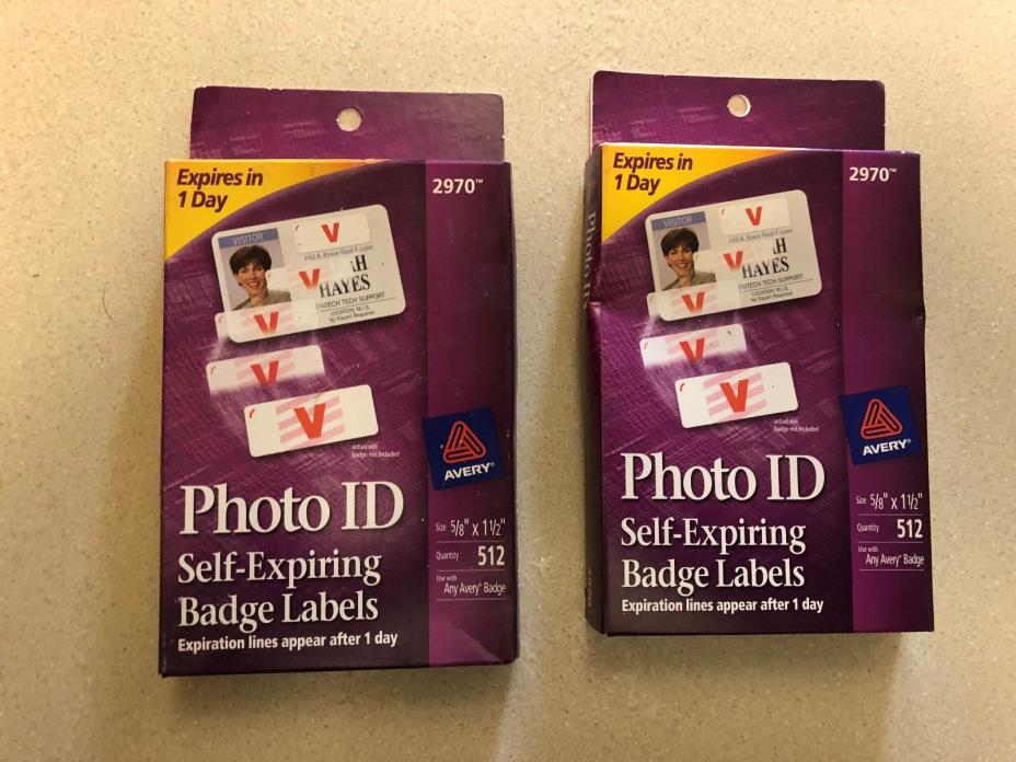 Lot of 2 Avery Photo ID Self-Expiring Badge (2970) NOS