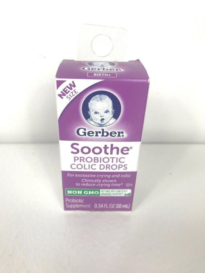 Gerber Soothe Probiotic Colic Drops 0.34 fl - Sealed Bottle - exp: 9/2019