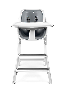 Gray Baby Highchair With Magnetic 1-Handed Tray Attachment & Removable Foam Seat