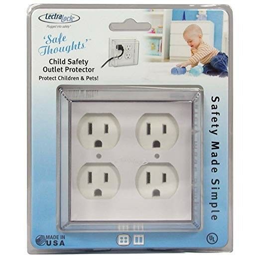 Lectralock Baby Safety Outlet Cover, Double, Duplex Style, Medium Cover, White