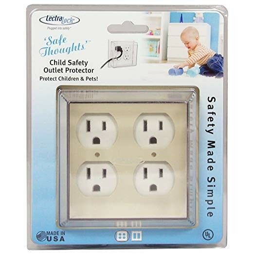Lectralock Baby Safety Outlet Cover, Double, Duplex Style, Medium Cover, Almond
