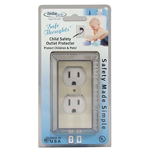 Lectralock Baby Safetly Outlet Cover, LRG Plug Cover, Deep Socket Cover, Almond