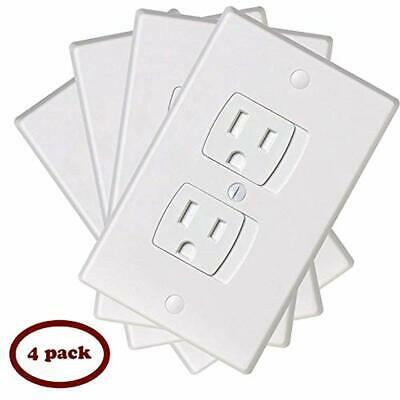 Ziz Home Self-Closing Outlet Covers 4 Pack White Universal Electric Baby Proof