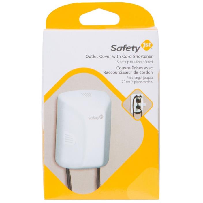 Safety 1st Outlet Cover With Cord Shortener ~ Protect Baby ~ STORE UP TO 4 FEET