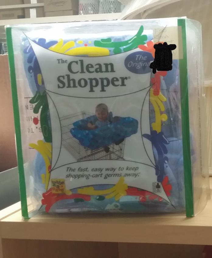 NEW Baby Ease Original The Clean Shopper Blue Trains/Trucks Shopping Cart Cover
