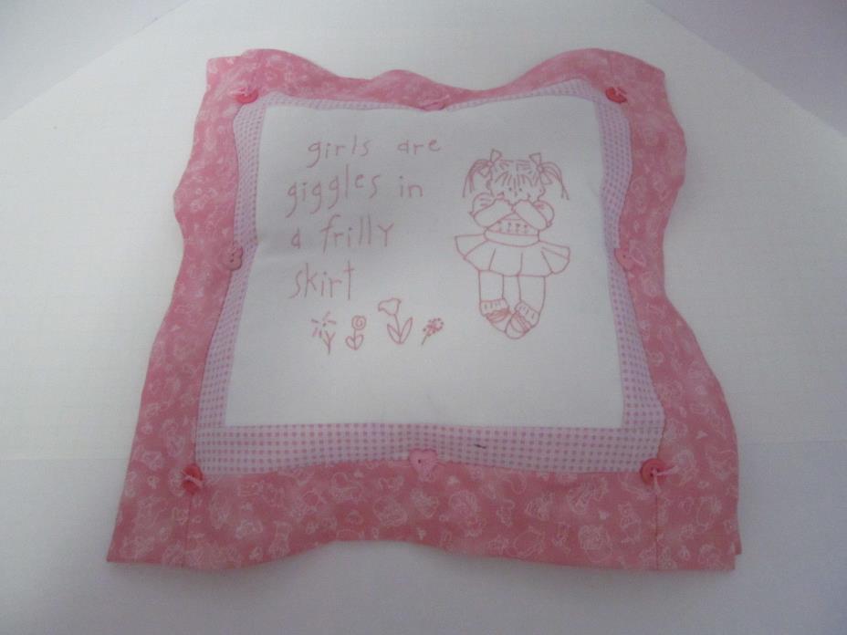 Hand Embroidered GIRL Baby Pillow