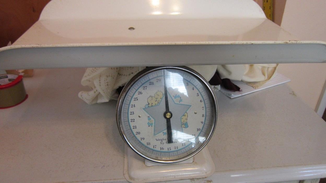 Vintage White Columbia Baby Scale 30 Pounds by Ounces
