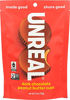 UNREAL Dark Chocolate Peanut Butter Cups | Less Sugar, Vegan, Gluten Free | 6
