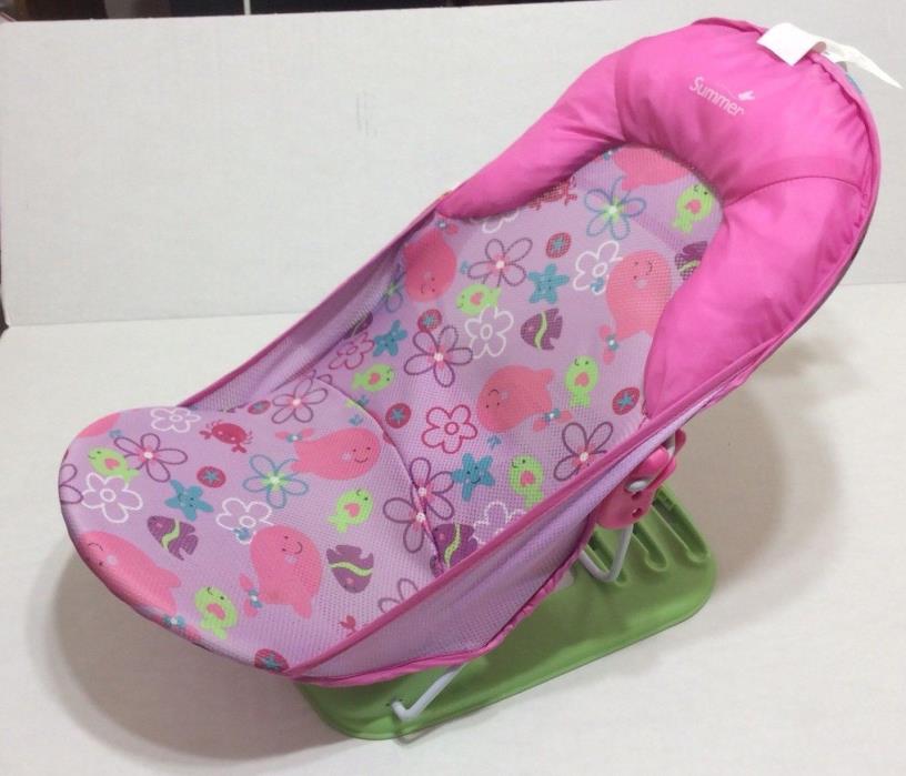 Pink Summer Infant Deluxe Baby Bather Foldable Bathing Chair Fish and Flowers