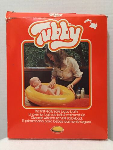 Newman-Fine Inc TUBBY VTG Yellow Baby Bath Inflatable Ring Tub Bassinet NEW