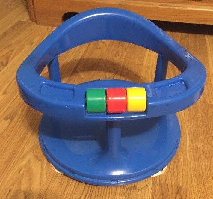 Safety 1st First Blue Locking Swivel Baby Bath Tub Chair Seat Suction Ring vtg