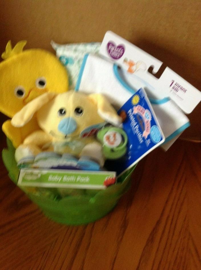 New Infant Easter / Baby Shower Gift Basket Neutral Colors