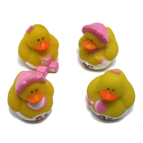 Set of 12 Mini Ducks Baby Girl Rubber Duckys Duckie Baby Shower Bath Toy