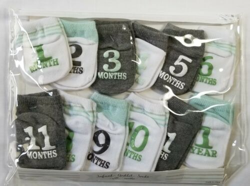 Infant Boy's Socks with months on them - Great Baby Gift - NEW in pkg