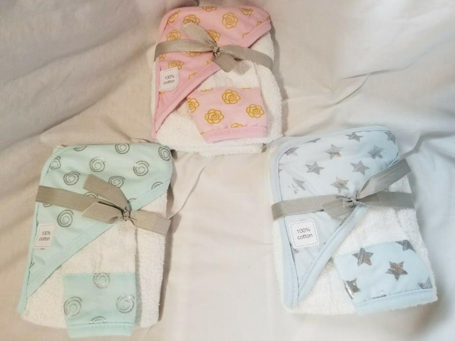 CUSTOM EMBROIDERED BABY Hooded Towel & washcloth set*PERSONALIZED Shower gift!!!
