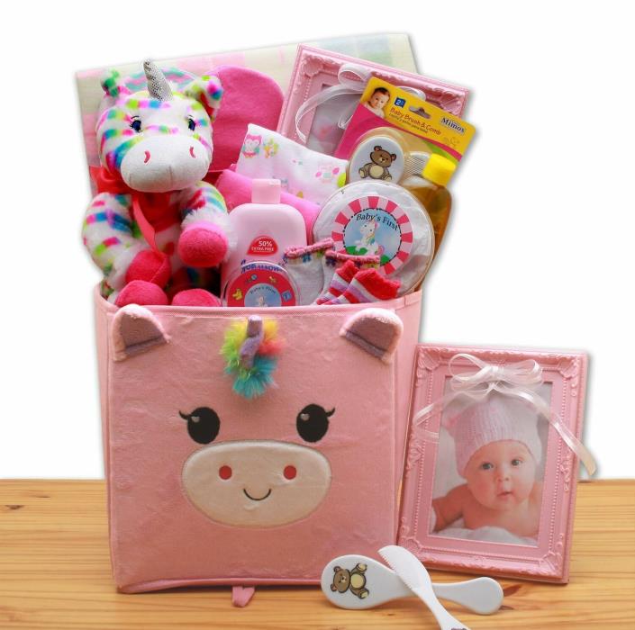 Baby Girl Gift Basket Pink Unicorn
