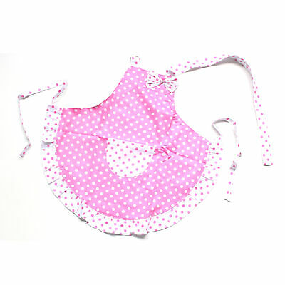 Princess White Pink Dot Bow Frill Adjustable Kid Cotton Apron