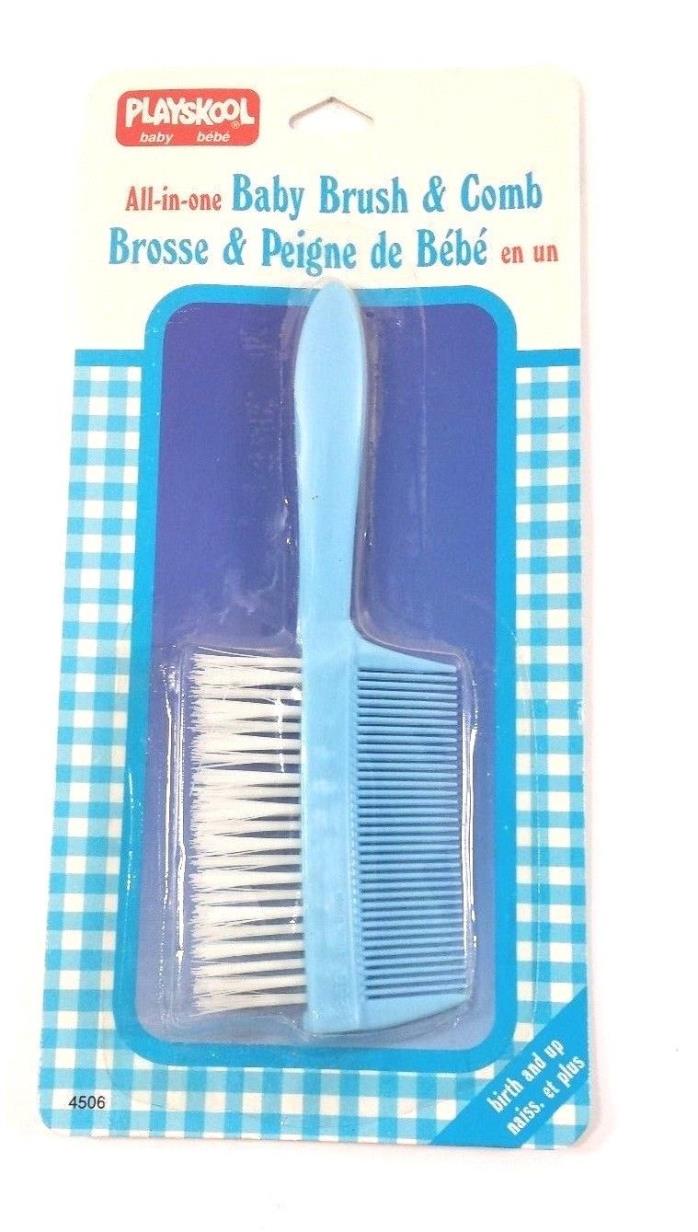 Playskool Vintage All-in-One Baby Blue Brush & Comb 1990 Haboro In Original Pkg