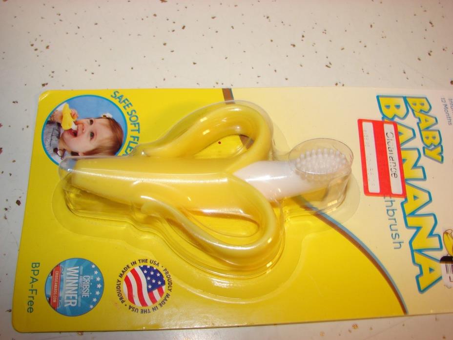 Banana Toothbrush  Silicone for Baby Infant to 12 month  Yellow  made in USA NEW