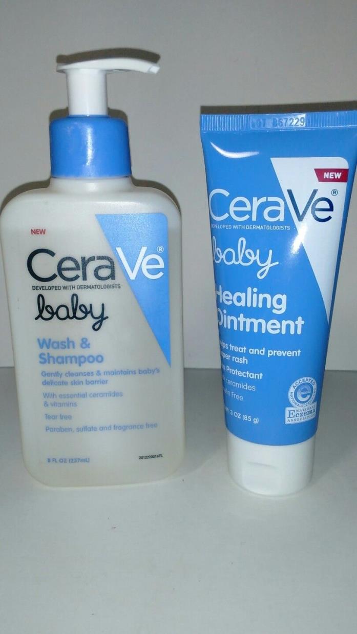 CeraVe Baby Wash & ShampoO PLUS 8 OZ  CeraVe  Baby Healing Ointment 3 OZ ~ LOT