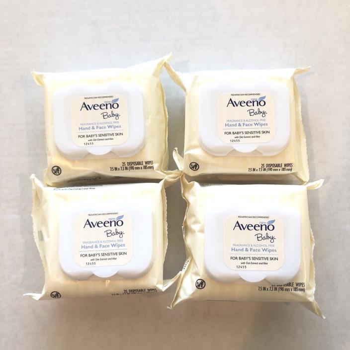 Aveeno Baby Hand & Face Wipes Sensitive Skin Fragrance Free - 100 ct Total