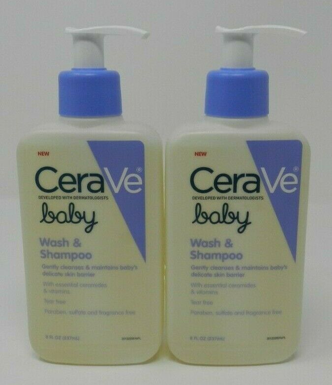 CeraVe Baby Wash & Shampoo w/Ceramides & Vitamins-Lot of 2/8 fl oz Each
