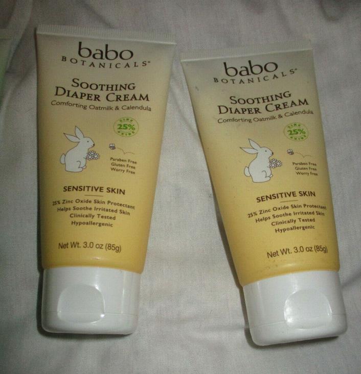 LOT OF 2  Babo Botanicals Soothing Diaper Cream, 3 Ounce