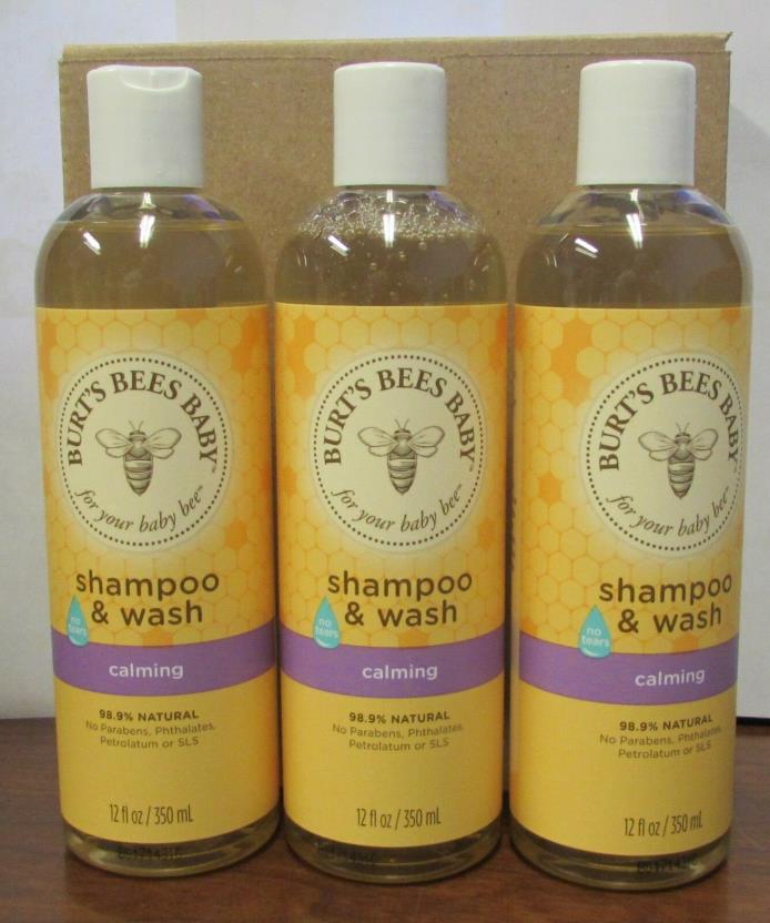 Burt's Bees Baby Shampoo Wash Calming NEW 12oz LOT OF 3 TOTAL 36oz 