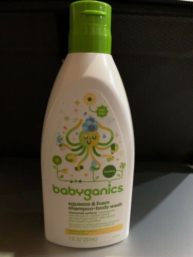 Babyganics Baby Shampoo Squeeze Foam Body Wash Chamomile Verbena 7oz Free Ship