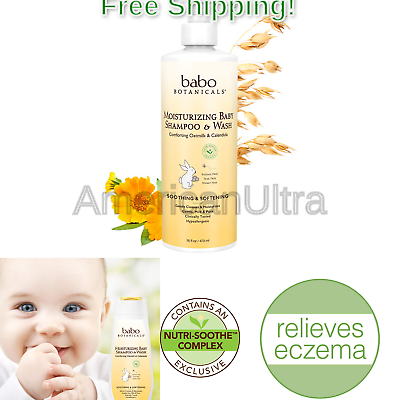 Babo Botanicals Moisturizing Baby Shampoo and Wash Oatmilk Calendula, 16 Ounce