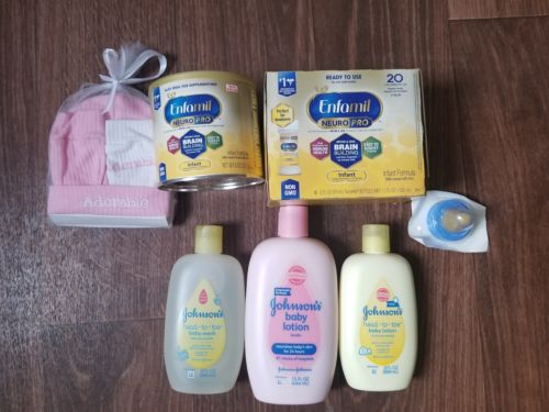 Lot of Baby Things.  Including Enfamil , Hats/Mittens , Lotion , and shampoo...