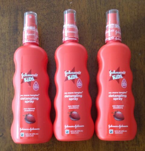 Johnson's Kids No More Tangles Hair Detangling Spray Strawberry  3 10 oz bottles