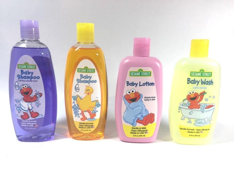 4 Elmo Sesame Street Baby Wash Shampoo Soap Lotion Hypo Allergenic 10 oz Each