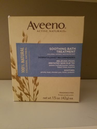 Aveeno Soothing Bath Treatment Colloidal Oatmeal 8 Single Use Packets Exp 03/20