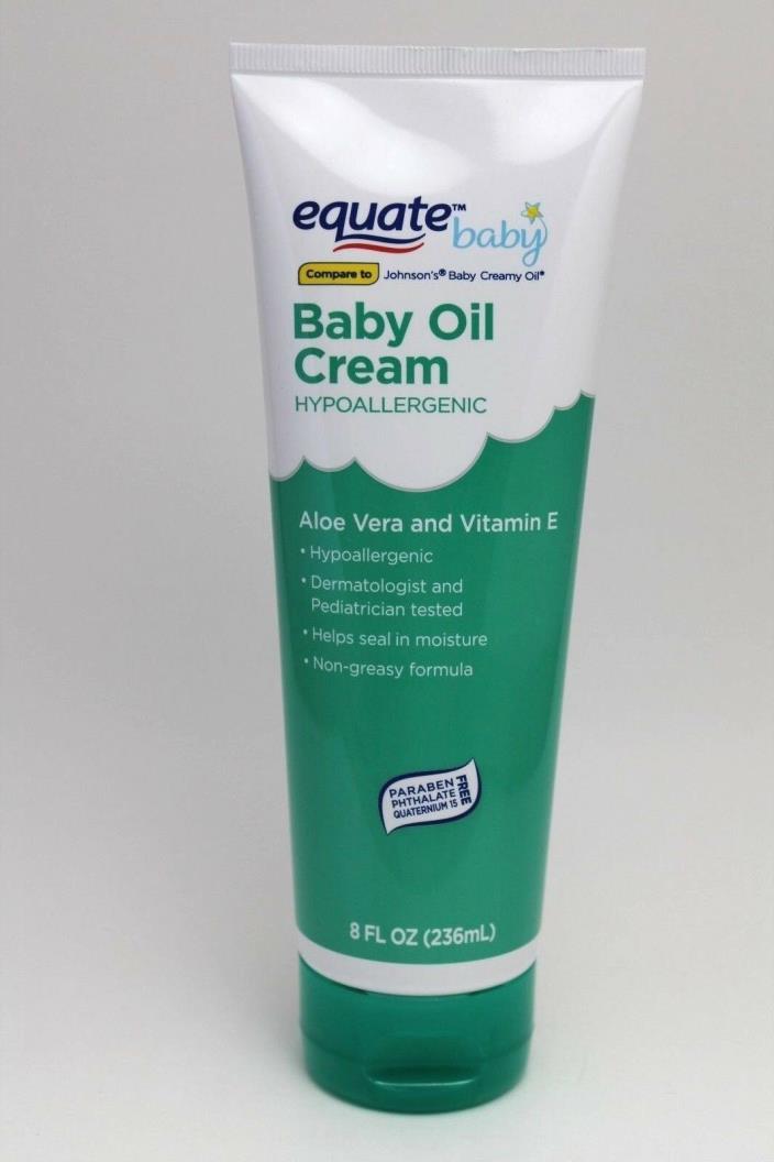 New Equate Baby Oil Cream Hypoallergenic Lotion Aloe Vera + Vitamin E 8 FL OZ