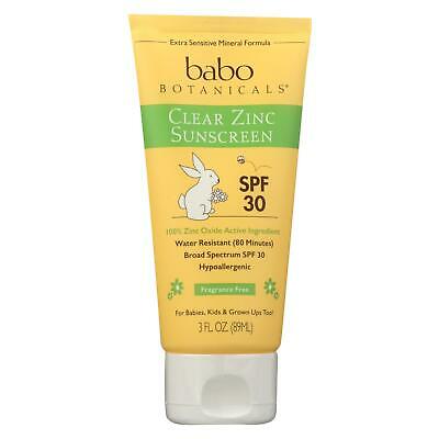 Babo Botanicals Sunscreen - Clear Zinc Unscented SPF 30 - 3 oz
