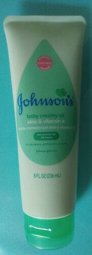 Johnson's Creamy Baby Oil 8 Oz 24 Hour Moisturizing Lotion Gentle Aloe + Vit E