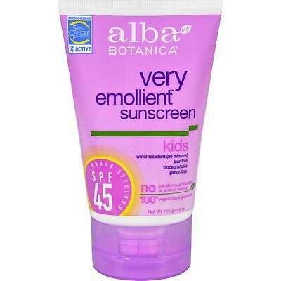 Alba Botanica - Natural Very Emollient Sunscreen for Kids - SPF 45 - 4 oz