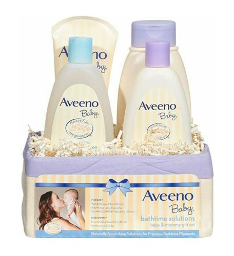 Aveeno Baby Daily Bathtime Solutions Gift Set to Nourish Skin for Baby and Mom,