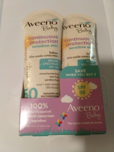 Aveeno Baby Continuous Protection  Sunscreen Sensitive Lotion SPF 50 2 pack