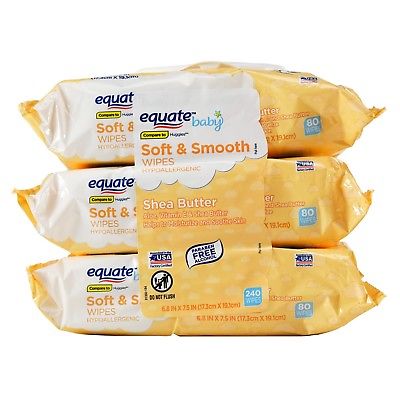 Equate Baby Shea Butter Soft & Smooth Wipes, 3 packs of 80 (240 ct)