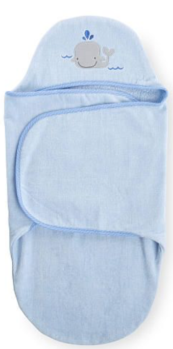 NWT Koala Baby 0-3M Bath Wrap Swaddle Terry Towel Cloth Wrap Blanket Whale Blue